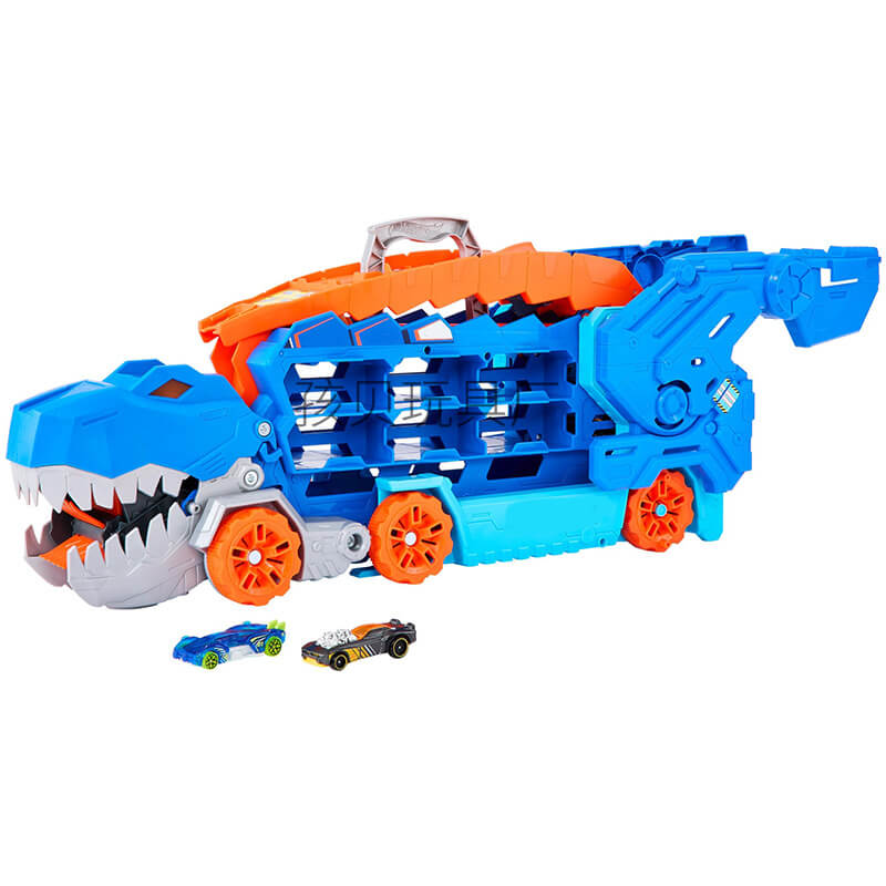 Dino Speelgoedtruck Transporter met Miniaturautos Dubbelbaansracebaan Opslag Draagbaar Speelset Kinderen | Sulvida