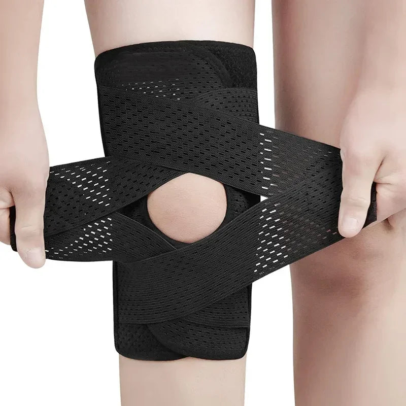 Verstelbare Kniebrace Open Patella Links Rechts Ademend Comfortabel Zwart Wit Compressie Sport Ondersteuning | Sulvida