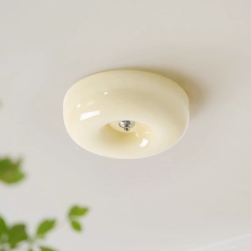 Glazen Plafondlamp Crème Dimbaar LED Modern Design Drie Lichtstanden voor Slaapkamer Hal Studeerkamer | Sulvida
