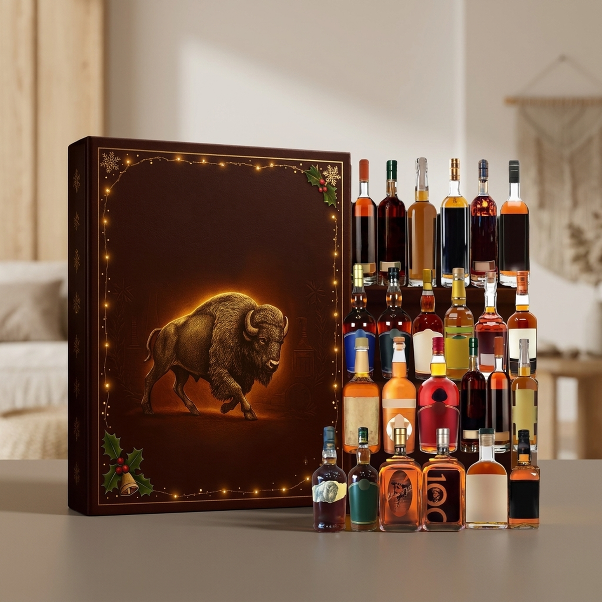 Whiskey Adventskalender met 24 Miniatuur Flesjes Exclusieve Kerstboom Decoratie Cadeau voor Feestdagen | Sulvida