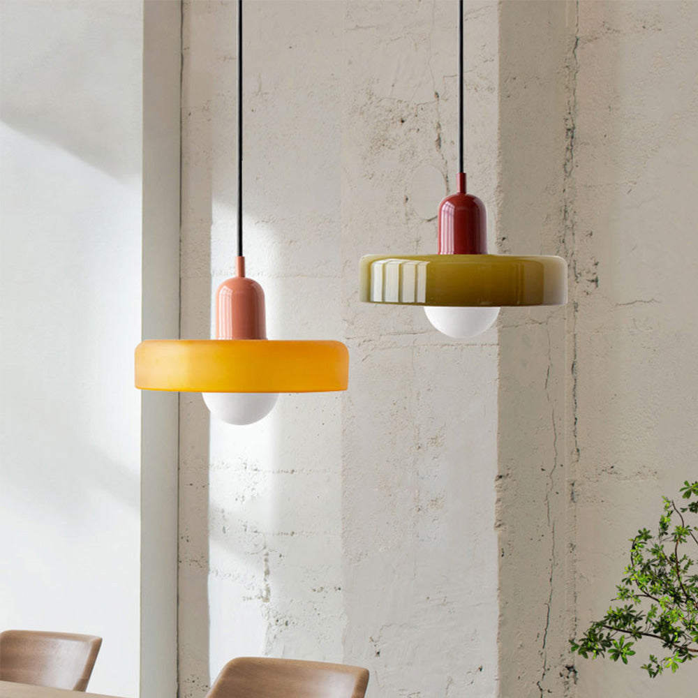 Glazen hanglamp verstelbare kabel ronde pendellamp eettafel woonkamer verlichting modern design sfeervolle ruimte | Sulvida