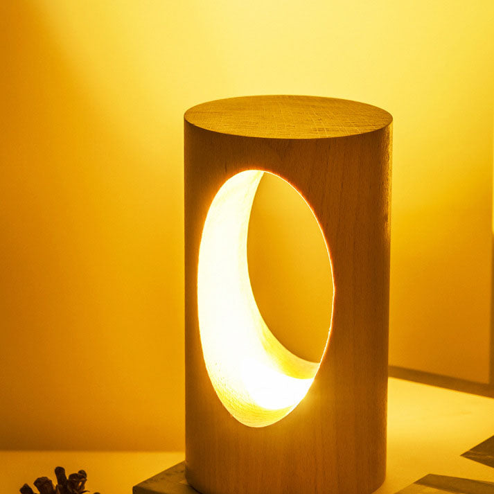 Japanse Houten Tafellamp Rechthoekig LED USB Nachtlampje Warm Licht Massief Hout 3000K Sfeerlamp Slaapkamer | Sulvida