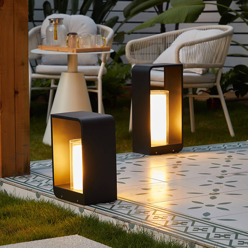 Tuinverlichting LED Vierkant Zwart RVS Acryl Frame Paal Lichtpunt Terras Pad Verlichting Outdoor 30-60cm | Sulvida