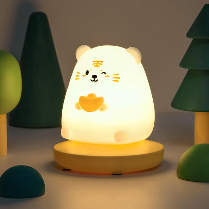 LED Nachtlampje Dierenfiguur Siliconen | Tijger Konijn Panda Varken Touch Bediening Soft Glow Kinderkamer Cadeau | Sulvida