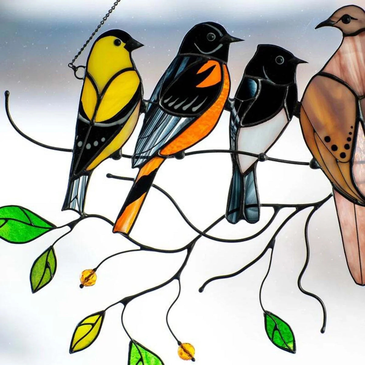 Raamdecoratie Metalen Vogels Suncatcher Veelkleurig Hangornament 20,5×10,5cm Wanddecoratie voor Tuin | Sulvida