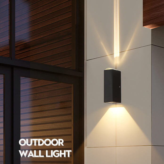 LED Buitenwandlamp Aluminium Rechthoekig Zwart Updown Modern voor Terras Gevel Tuinverlichting Waterdicht | Sulvida