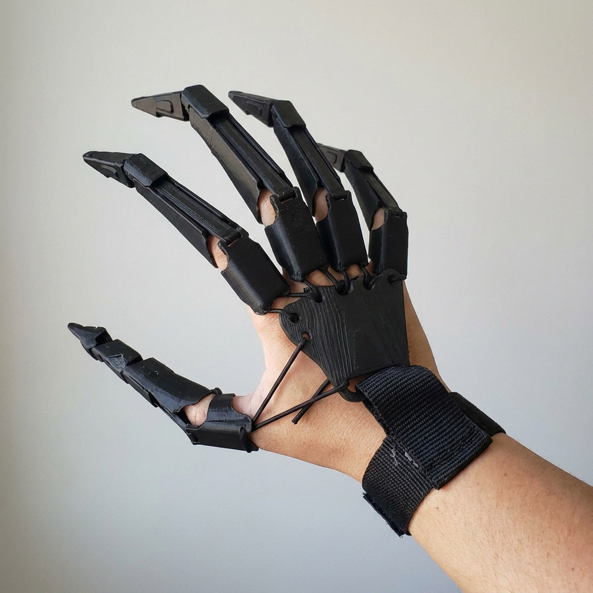 Gelede Vingerextensies Halloween Zwart Wit Skeletklauwen Feesthandschoenen Bewegend Cosplay Accessoire | Sulvida