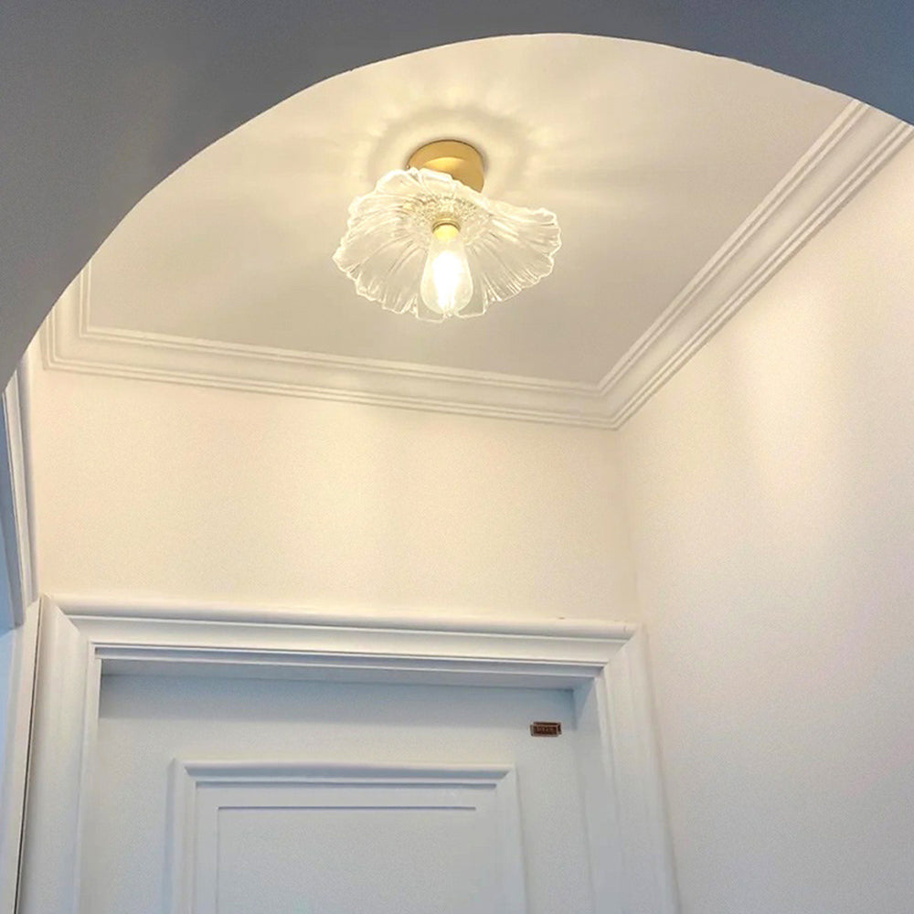Glazen Hanglamp Bloem met Messing Details Plafondlamp Eetkamer Slaapkamer Woonkamer Retro Verlichting | Sulvida