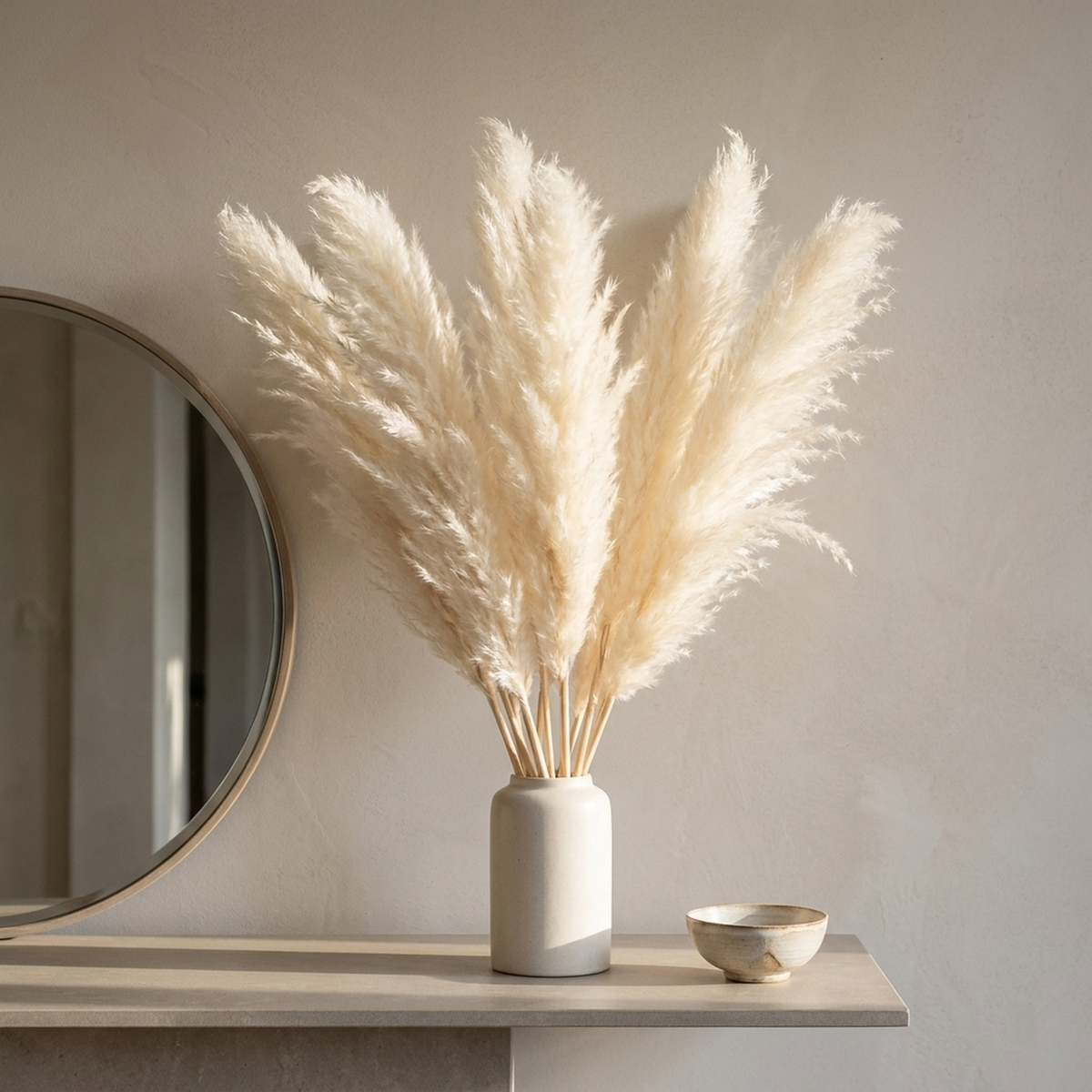 Kunsttakken Pampasgras 65cm Naturel Wit Beige Roze Droogbloemen Vaas Decoratie Boho Stijl Woonkamer Interieur | Sulvida