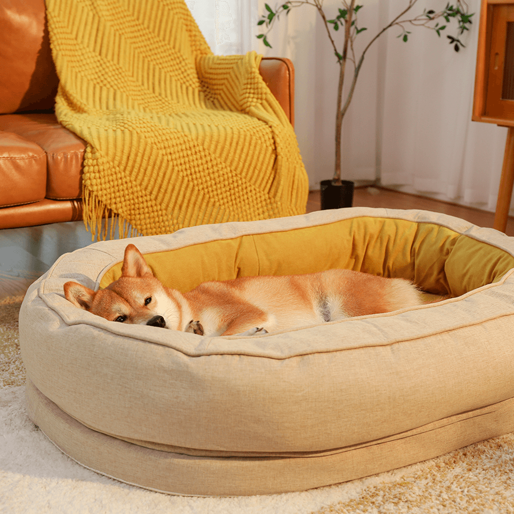 Orthopedische Donut Hondenmand met Hoge Rand Wasbaar Comfortabel Grijs Bruin Groen voor Grote Kleine Honden | Sulvida