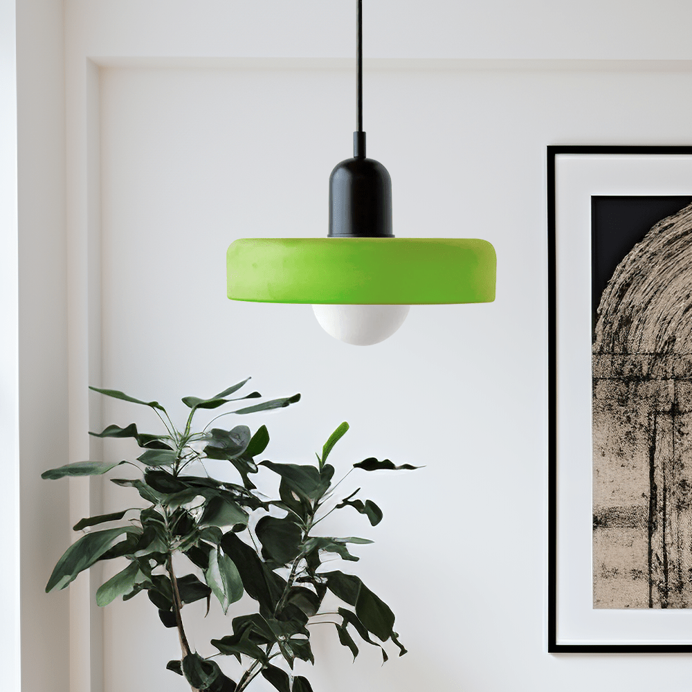 Glazen Hanglamp Rond Design Gekleurd Glas Ø25-35cm Groen Geel Wit Eettafel Woonkamer Eetkamer Decoratief | Sulvida