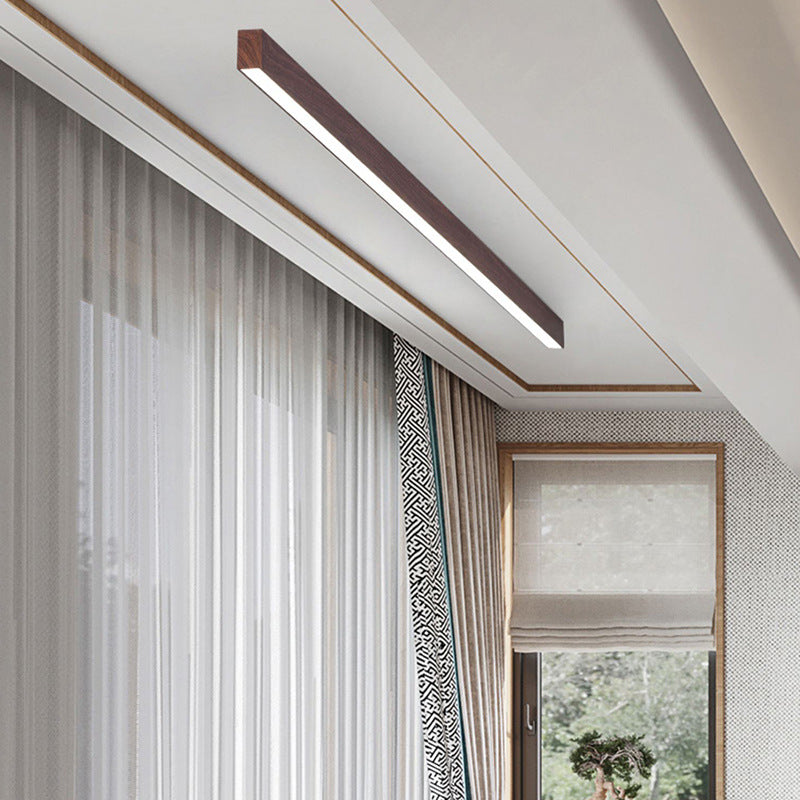 Plafondlamp LED met houtnerf aluminium strips modern minimalistisch strak design voor woonkamer slaapkamer | Sulvida