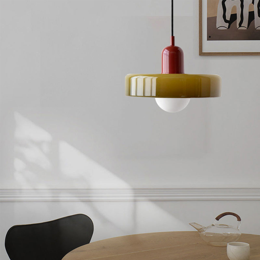 Glazen hanglamp verstelbare kabel ronde pendellamp eettafel woonkamer verlichting modern design sfeervolle ruimte | Sulvida