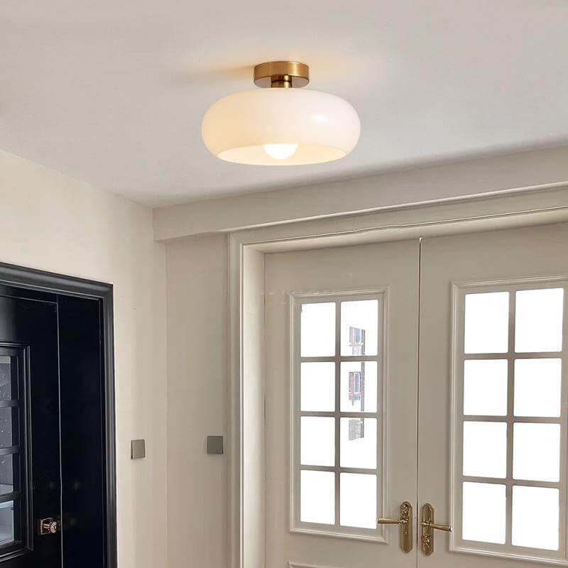 Glazen Hanglamp Bol Ø27cm Messing Pendant Light Eetkamer Woonkamer Hal Retro Ronde Plafondverlichting | Sulvida