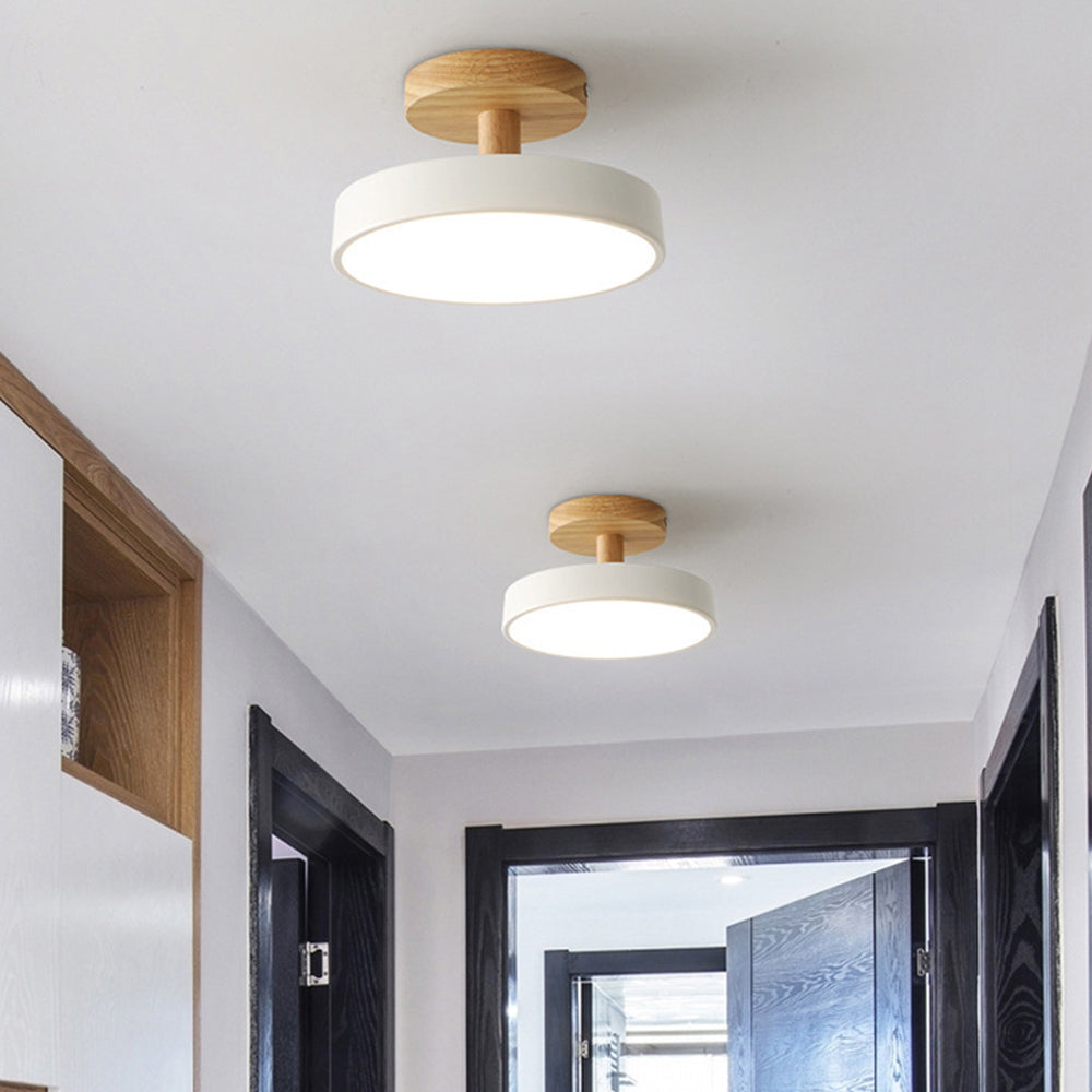 Plafondlamp met houten detail in pastelkleuren voor sfeerverlichting woonkamer slaapkamer gang LED 12W | Sulvida