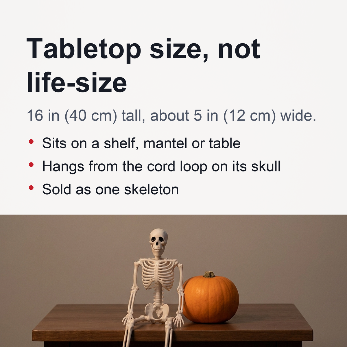 Poseerbaar Skelet 40 cm Wit Kunststof Halloween Decoratie Beweegbare Ledenpop Tafelmodel Griezelig Feest | Sulvida