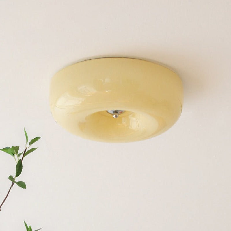 Glazen Plafondlamp Crème Dimbaar LED Modern Design Drie Lichtstanden voor Slaapkamer Hal Studeerkamer | Sulvida
