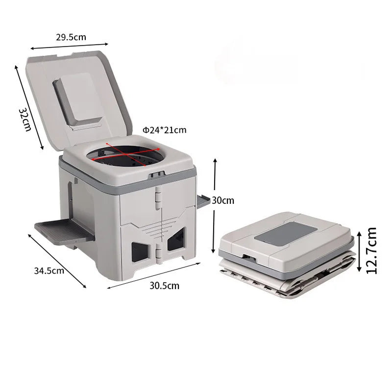 Toilettes de camping pliables avec porte-sacs et pieds réglables, 30×30×30 cm, toilettes portables d’urgence pour le camping | Sulvida