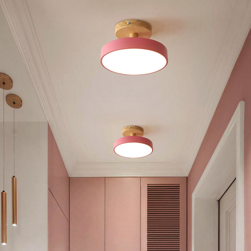 Plafondlamp met houten detail in pastelkleuren voor sfeerverlichting woonkamer slaapkamer gang LED 12W | Sulvida