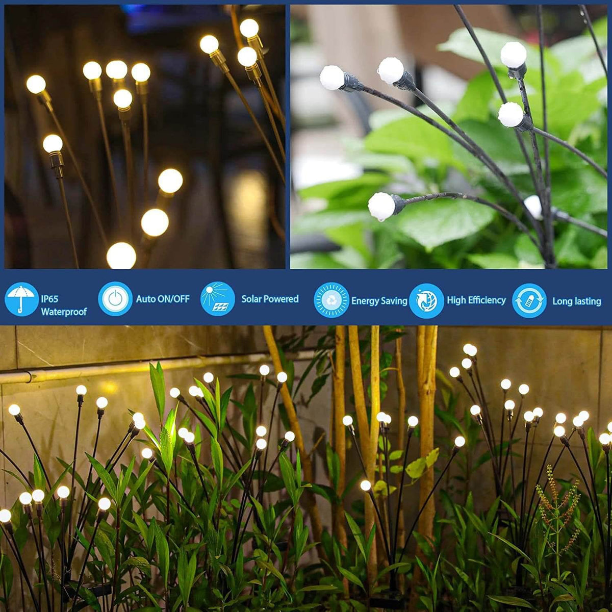 Solar Tuinprikker met LED-verlichting voor Paden en Borders Moderne Buitenlamp Wit Automatisch Zonnepaneel | Sulvida