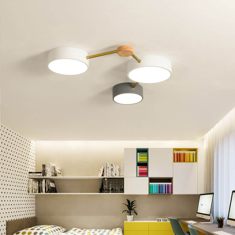 Plafondlamp massief hout met ijzer LED warm wit neutraal koel wit woonkamer slaapkamer gang moderne verlichting | Sulvida