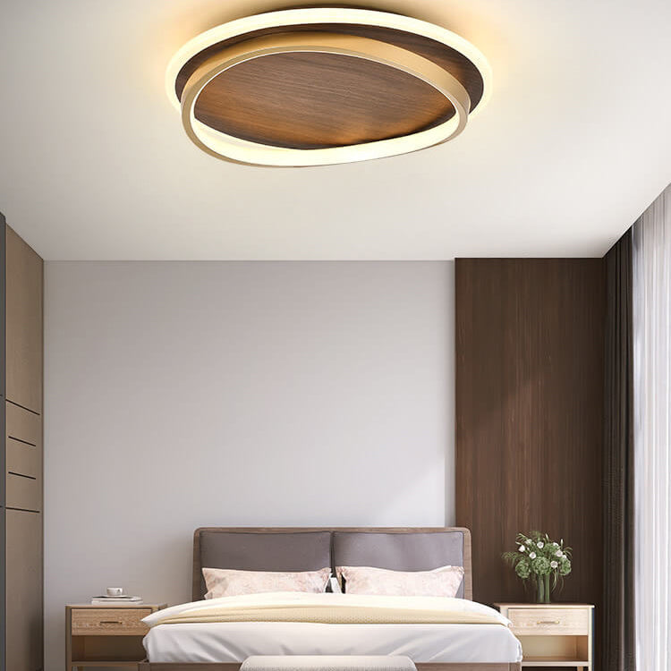 Scandinavische LED Plafondlamp Walnoot Goud 37-57 cm Geïntegreerde Verlichting Modern Design Woonkamer | Sulvida