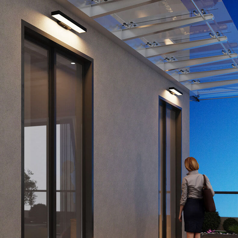 Rechthoekige LED Wandlamp Zwart RVS Waterdicht Bewegingsmelder Buitenverlichting Modern Design Tuin Gevel | Sulvida