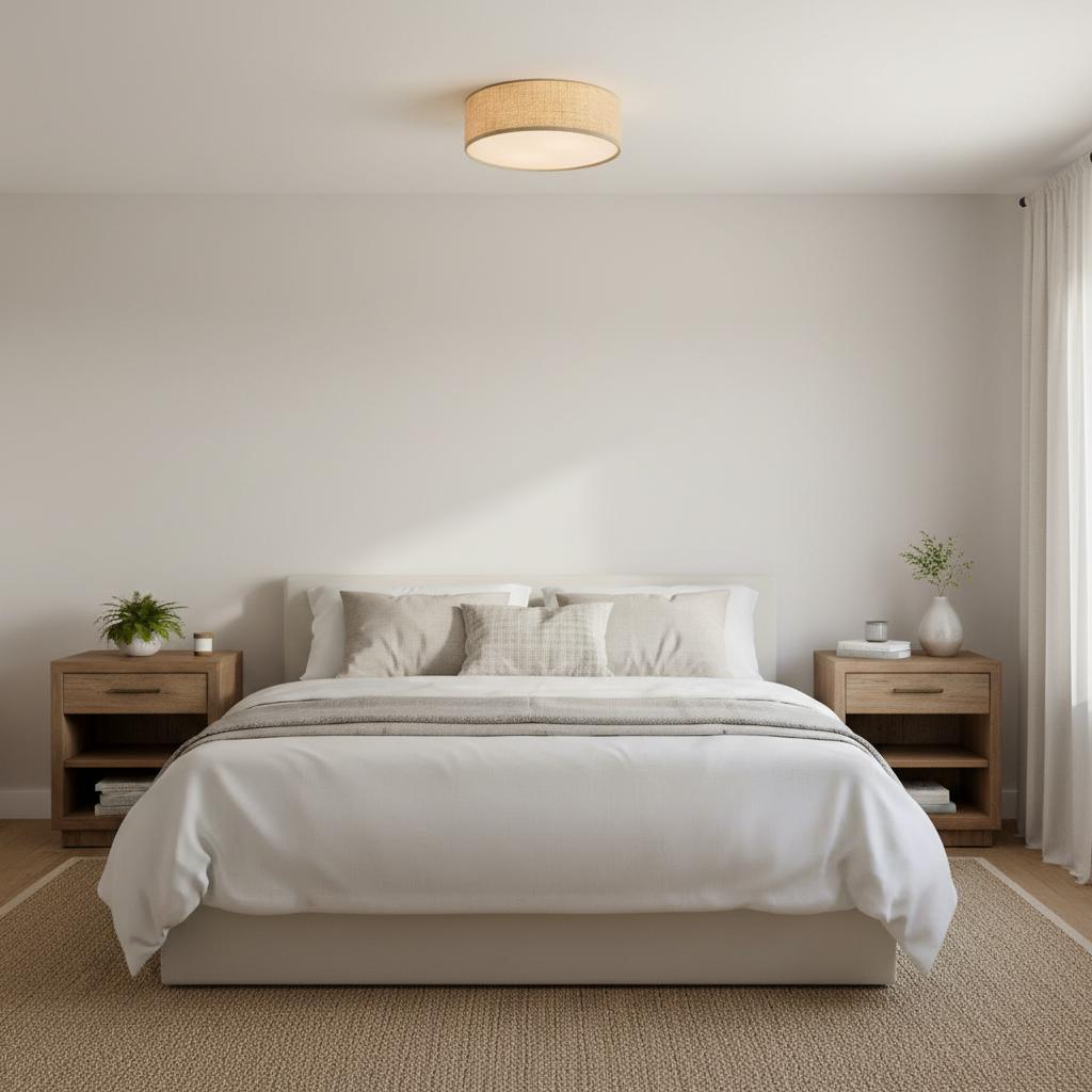 Plafondlamp Linnen Trommel Natuurlijk Textiel Warm Dimbaar Licht Stijlvol Design Slaapkamer Woonkamer Eetkamer | Sulvida