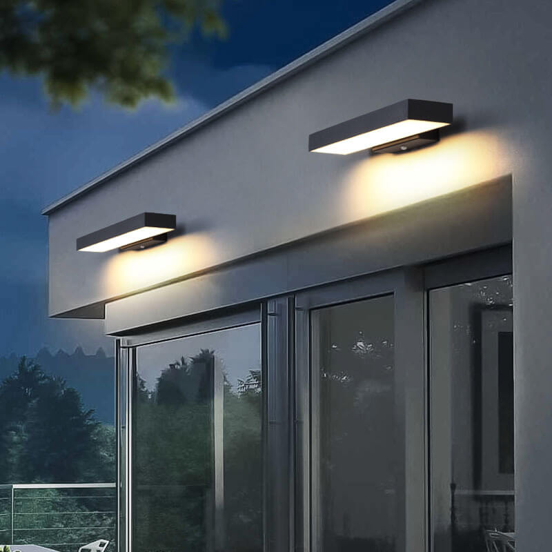 Rechthoekige LED Wandlamp Zwart RVS Waterdicht Bewegingsmelder Buitenverlichting Modern Design Tuin Gevel | Sulvida