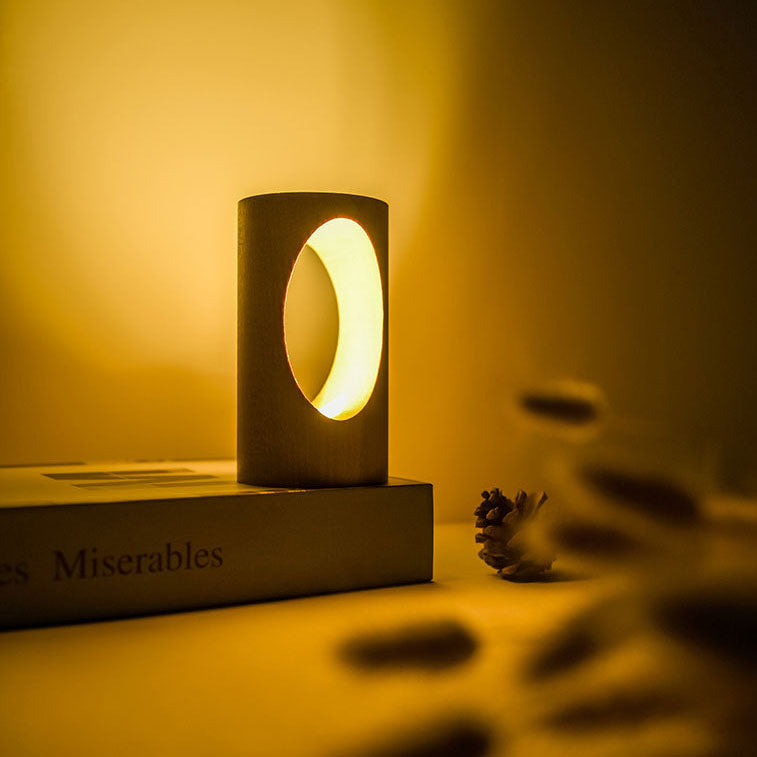 Japanse Houten Tafellamp Rechthoekig LED USB Nachtlampje Warm Licht Massief Hout 3000K Sfeerlamp Slaapkamer | Sulvida