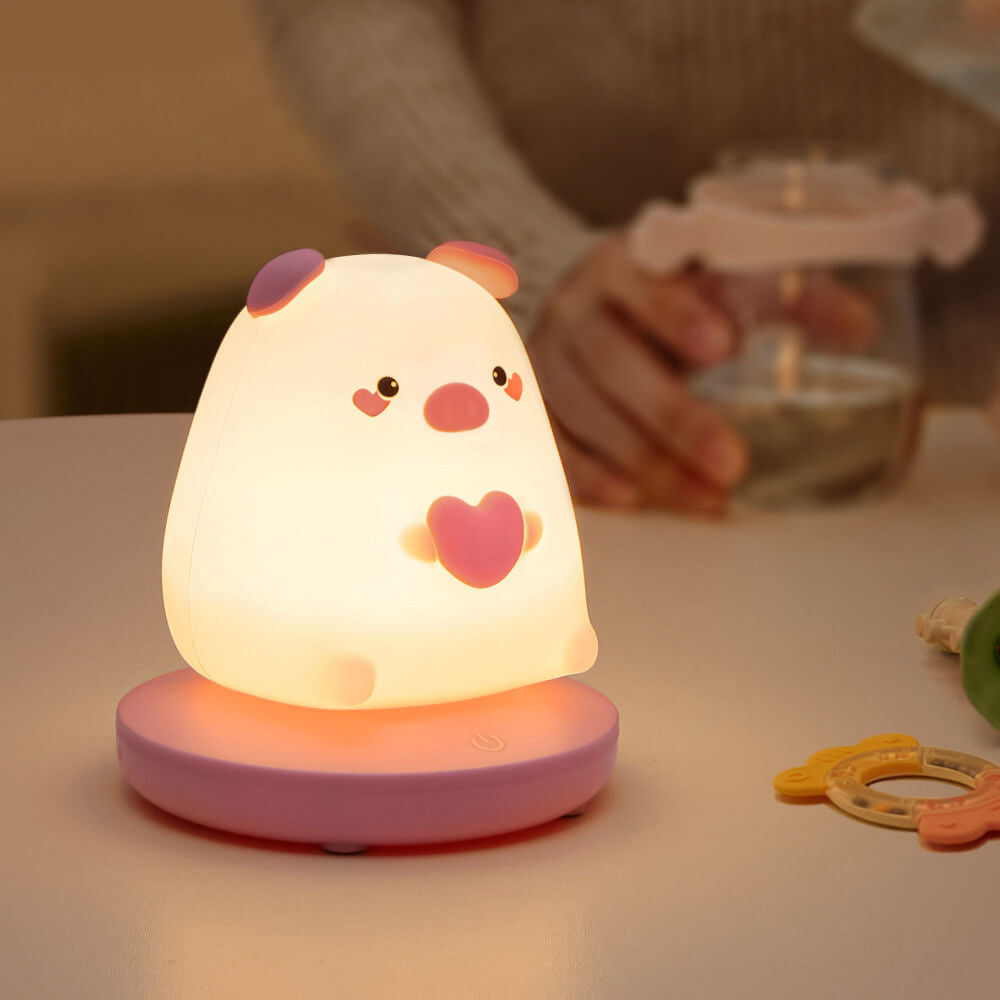 LED Nachtlampje Dierenfiguur Siliconen | Tijger Konijn Panda Varken Touch Bediening Soft Glow Kinderkamer Cadeau | Sulvida