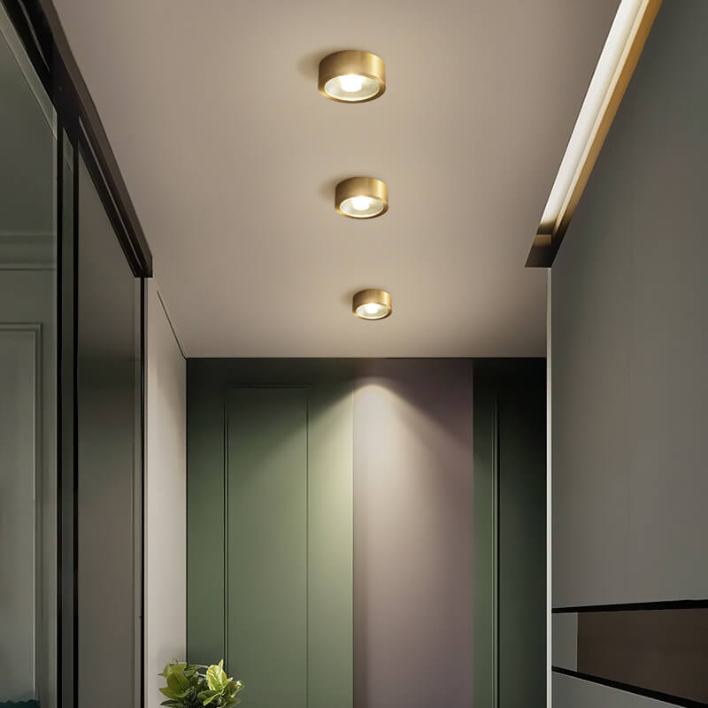 Plafondlamp rond koper ultradun LED geïntegreerd 8-12 cm directe montage warm wit koel wit voor hal woonkamer | Sulvida