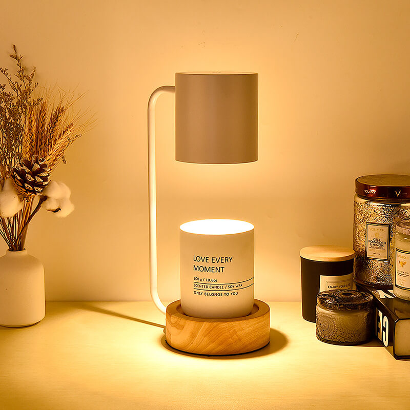 Kaarsenwarmer Lamp Hout met Dimfunctie Elektrisch Verwarmd Geurverspreiding Vlamvrij Sfeerverlichting 17×33cm | Sulvida