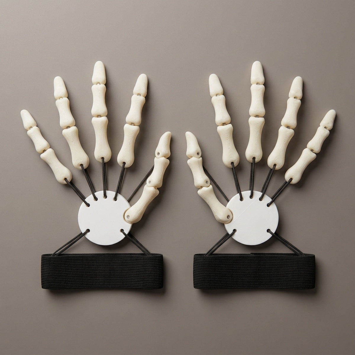 Gelede Vingerextensies Halloween Zwart Wit Skeletklauwen Feesthandschoenen Bewegend Cosplay Accessoire | Sulvida