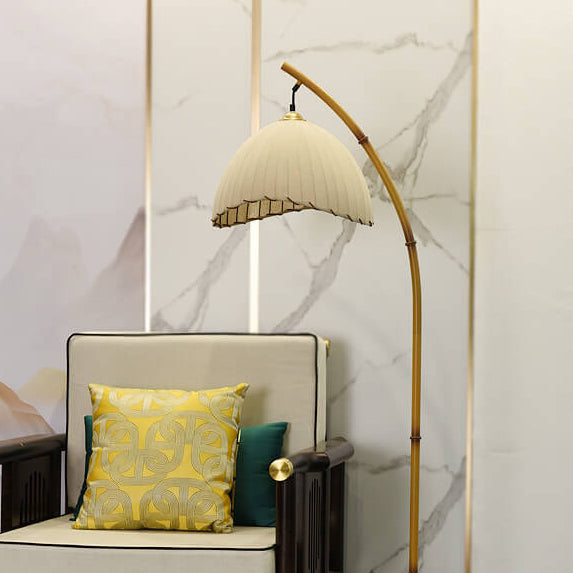 Vloerlamp Bamboe Stijl Zwart Wit Stoffen Kap Sfeervol Woonkamer Slaapkamer Hal E26 160cm Modern Interieur | Sulvida