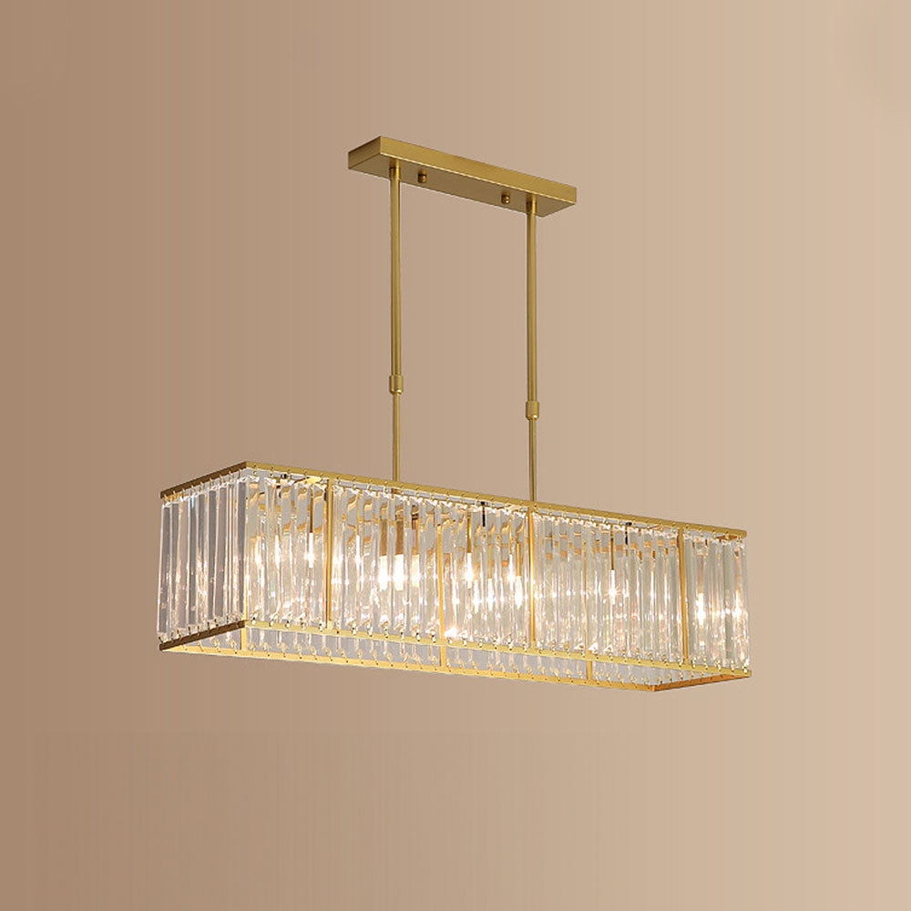 Kristallen Kroonluchter Rechthoekig met E14 Fitting Zwart Goud Eetkamer Keukeneiland Hanglamp Modern | Sulvida