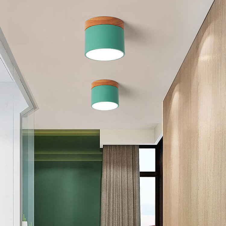 Moderne Plafondlamp Scandinavisch Minimalistisch Hout LED Klein Rond Strak Hal Slaapkamer Gang Verlichting | Sulvida