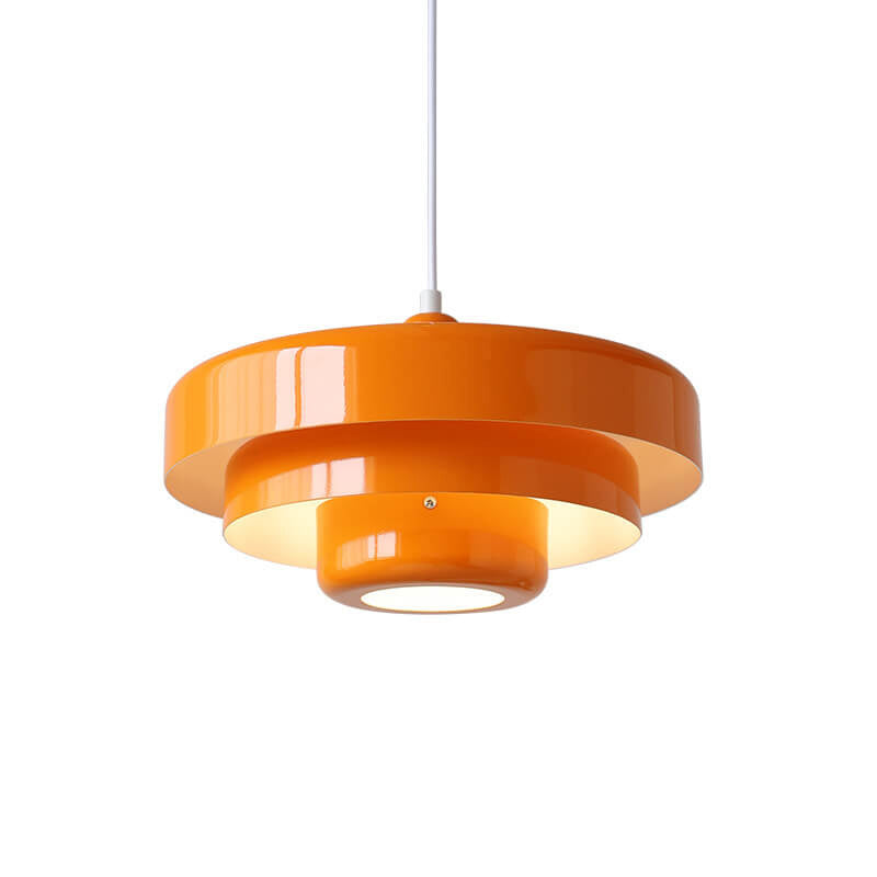 Metalen hanglamp meerlaags rond vintage design oranje groen wit voor woonkamer eetkamer hal slaapkamer | Sulvida