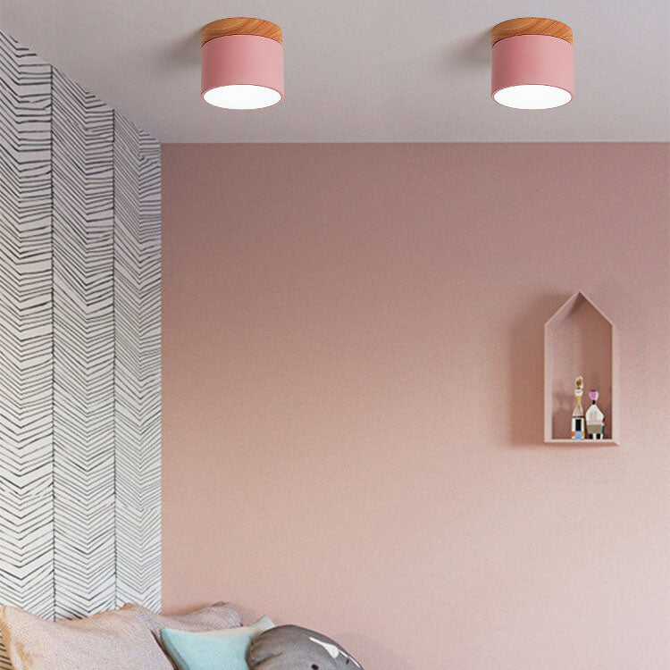 Moderne Plafondlamp Scandinavisch Minimalistisch Hout LED Klein Rond Strak Hal Slaapkamer Gang Verlichting | Sulvida