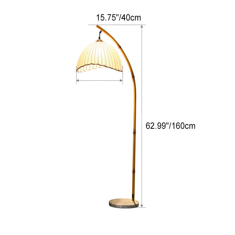 Vloerlamp Bamboe Stijl Zwart Wit Stoffen Kap Sfeervol Woonkamer Slaapkamer Hal E26 160cm Modern Interieur | Sulvida