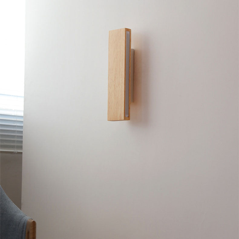 Houten wandlamp rechthoekig draaibaar met LED verlichting voor slaapkamer woonkamer gang modern design 22-52 cm | Sulvida