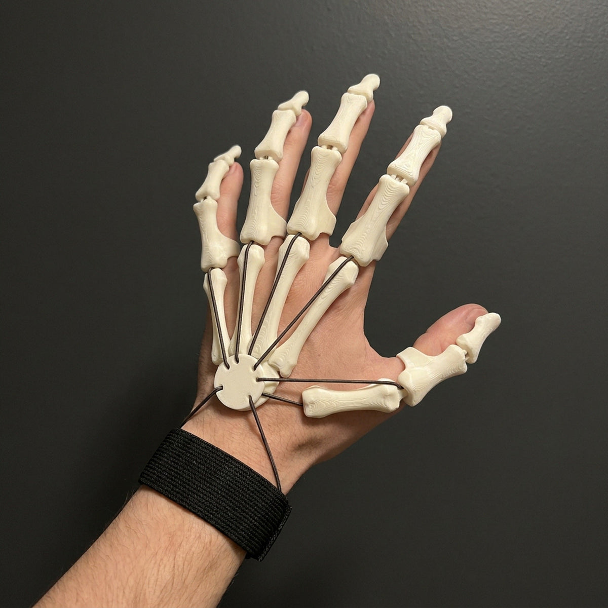 Gelede Vingerextensies Halloween Zwart Wit Skeletklauwen Feesthandschoenen Bewegend Cosplay Accessoire | Sulvida