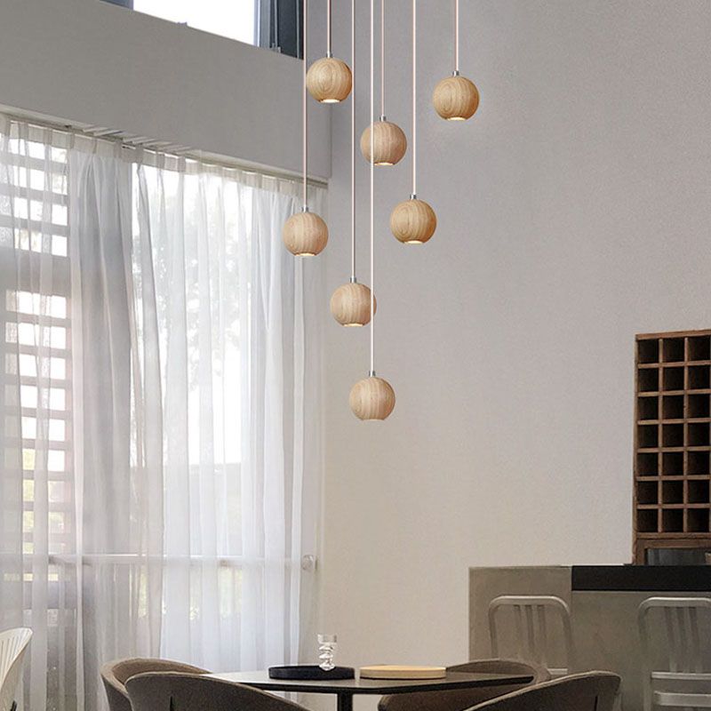 Houten Hanglamp Bol Ø10cm Warm Scandinavisch Design Natuurlijk Hangverlichting Eetkamer Woonkamer Sfeervol | Sulvida