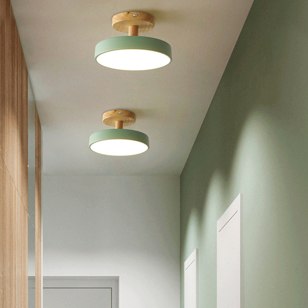 Plafondlamp met houten detail in pastelkleuren voor sfeerverlichting woonkamer slaapkamer gang LED 12W | Sulvida