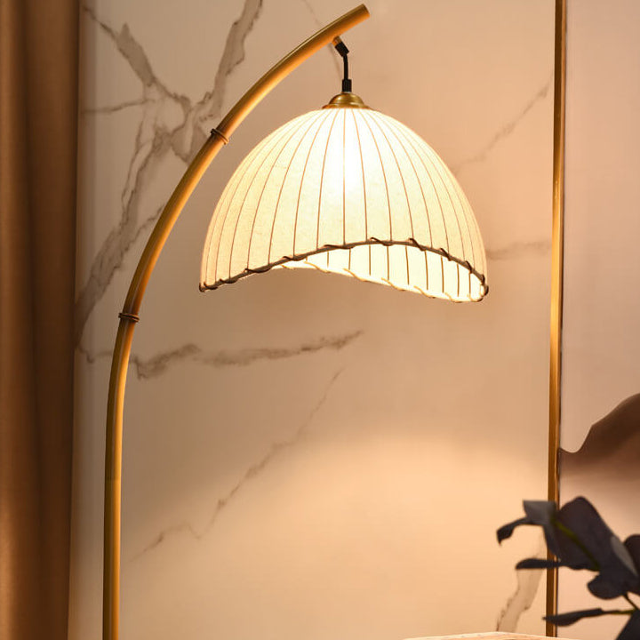 Vloerlamp Bamboe Stijl Zwart Wit Stoffen Kap Sfeervol Woonkamer Slaapkamer Hal E26 160cm Modern Interieur | Sulvida