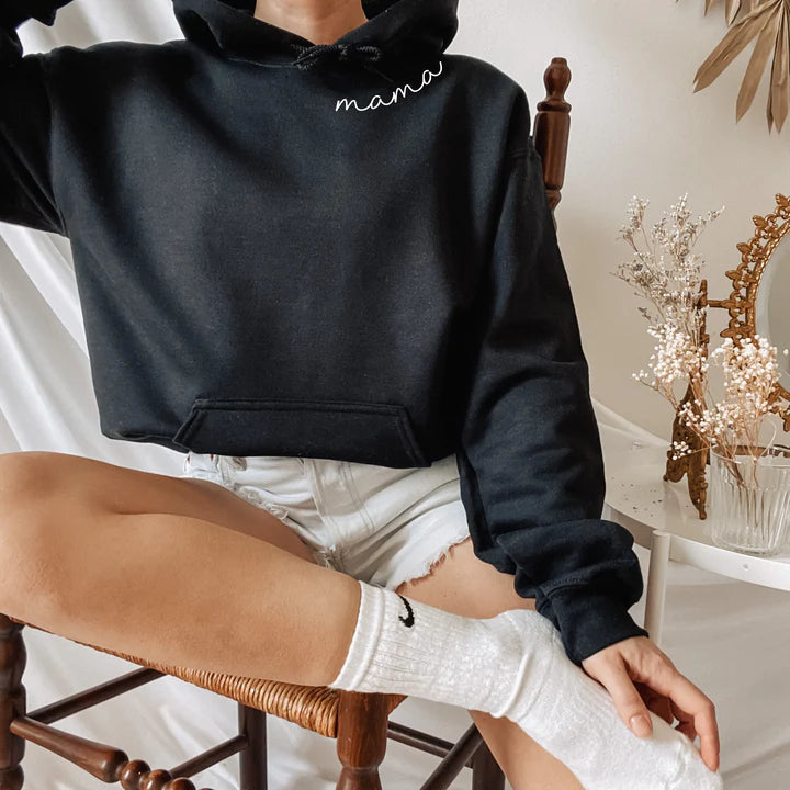 Gepersonaliseerde hoodie met kindernamen op mouw cadeau voor moeder en vader stijlvol en comfortabel | Sulvida