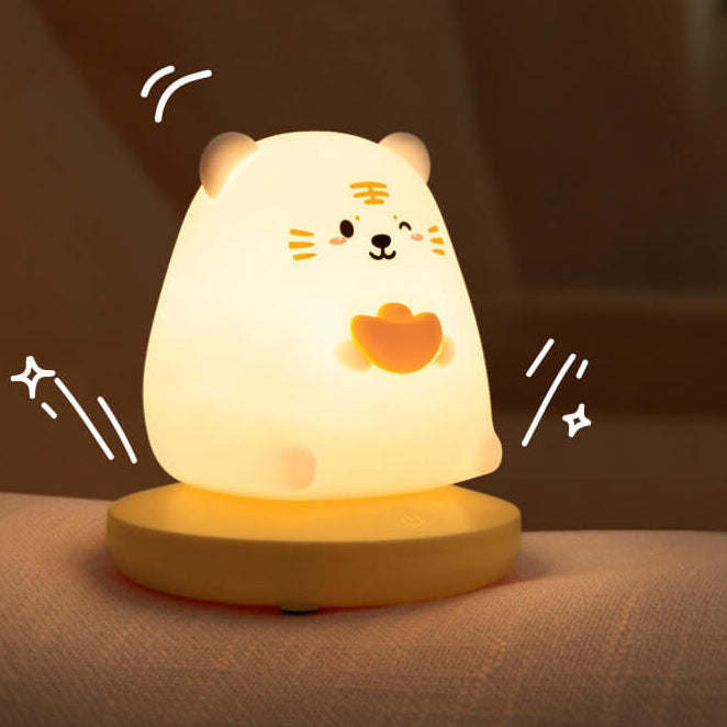 LED Nachtlampje Dierenfiguur Siliconen | Tijger Konijn Panda Varken Touch Bediening Soft Glow Kinderkamer Cadeau | Sulvida