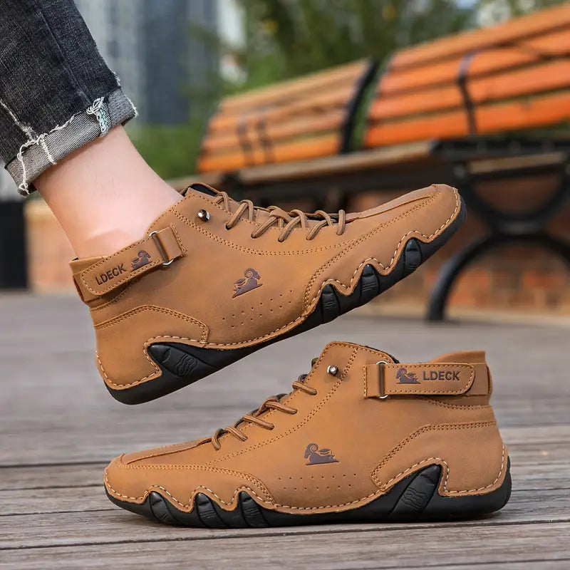Waterdichte Herenschoenen Hoog met Elastische Sluiting Modern Stoer Ontwerp Leer Comfortabel Casual Dagelijks | Sulvida