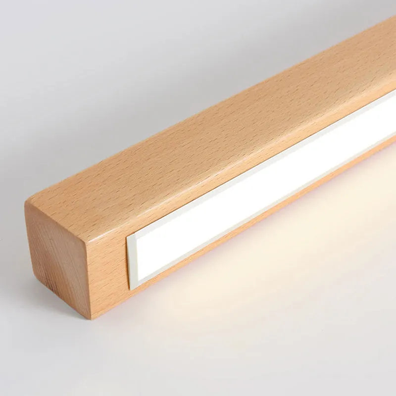 Lineaire plafondlamp hout acryl LED smal design voor woonkamer slaapkamer gang natuurlijke uitstraling | Sulvida