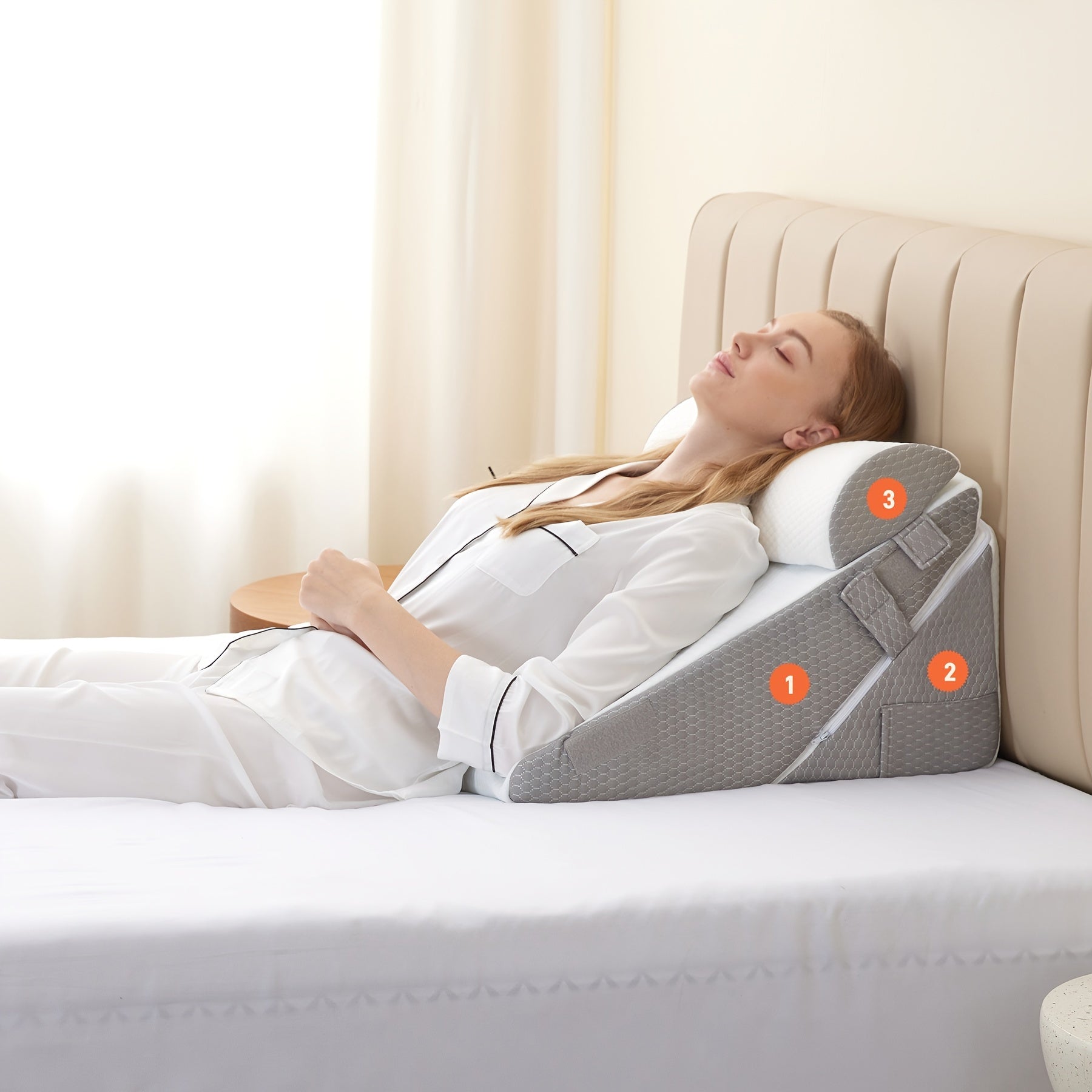 Verstelbaar Bedkussen voor Rugsteun en Benen – Comfortabel Wigkussen met Memory Foam voor Herstel en Ontspanning | Sulvida